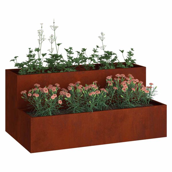 vidaXL Cache-pot de jardin Rouill&eacute; 100 x 60 x 45 cm Acier patin&eacute;