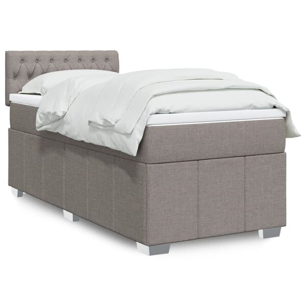 vidaXL Sommier &agrave; lattes de lit avec matelas Taupe 80x200 cm Tissu