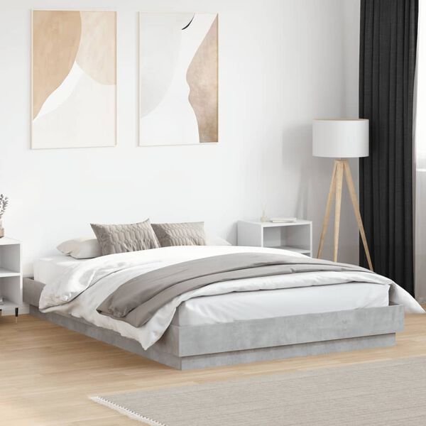 vidaXL Cadre de lit sans matelas gris b&eacute;ton 150x200 cm
