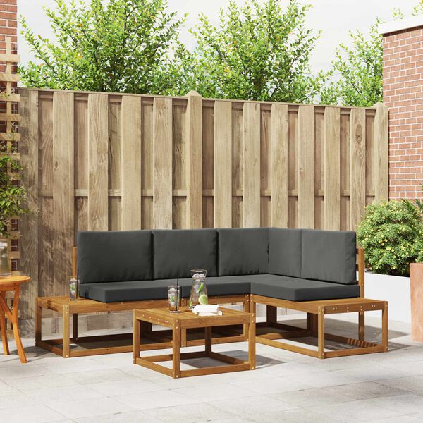 vidaXL Ensemble de canap&eacute;s d'ext&eacute;rieur 5 Pi&egrave;ce Naturel et Anthracite