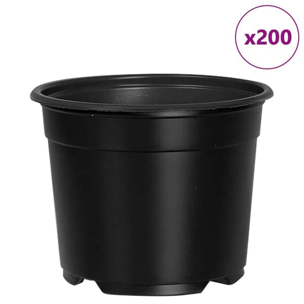 vidaXL Pot &agrave; fleurs 200 pcs Noir &Oslash; 15 x 12,5 cm Plastique