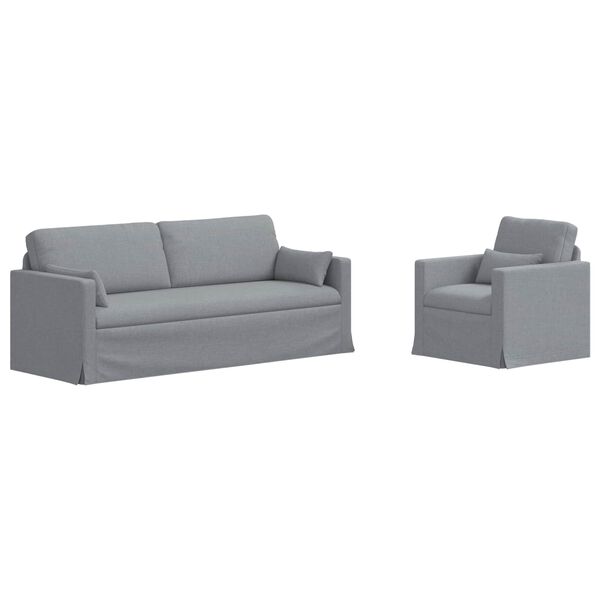 vidaXL Ensemble de Canap&eacute;s 2 pcs Gris clair 198 x 78 x 80 cm tissu