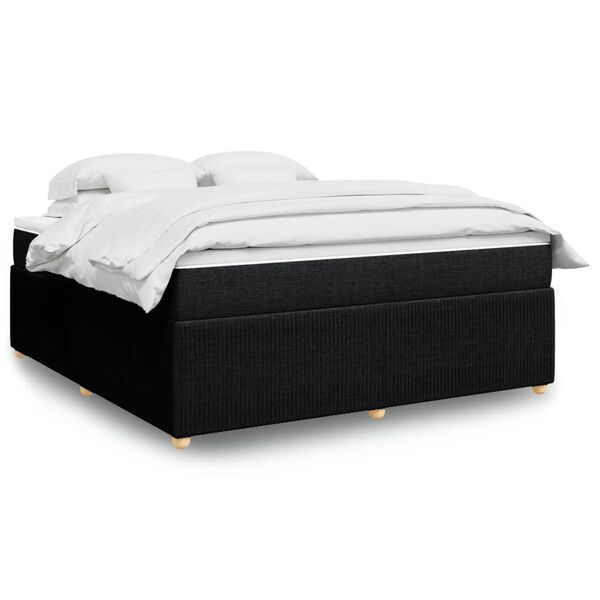 vidaXL Sommier &agrave; lattes de lit avec matelas Noir 180x200 cm Tissu