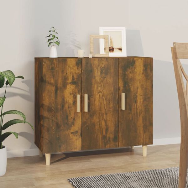vidaXL Buffet chêne fumé 90x34x80 cm bois d'ingénierie