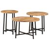 vidaXL Tables basses gigognes 3 pcs bois massif de manguier et fer