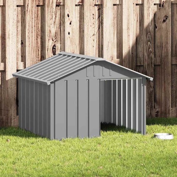 vidaXL Niche pour chien Gris 116,5x103x81,5 cm Acier galvanis&eacute;