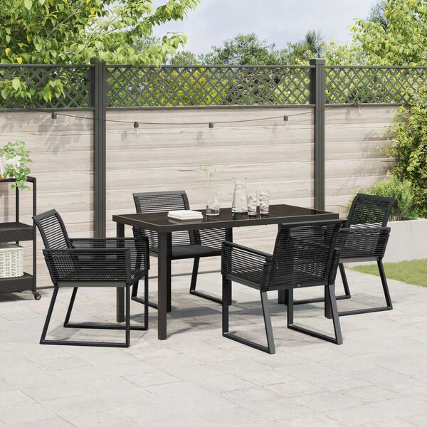 vidaXL Ensemble de salle &agrave; manger pour jardin 5 pcs Noir