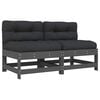 vidaXL Canap&eacute;s centraux avec coussins 2 pcs gris bois de pin massif