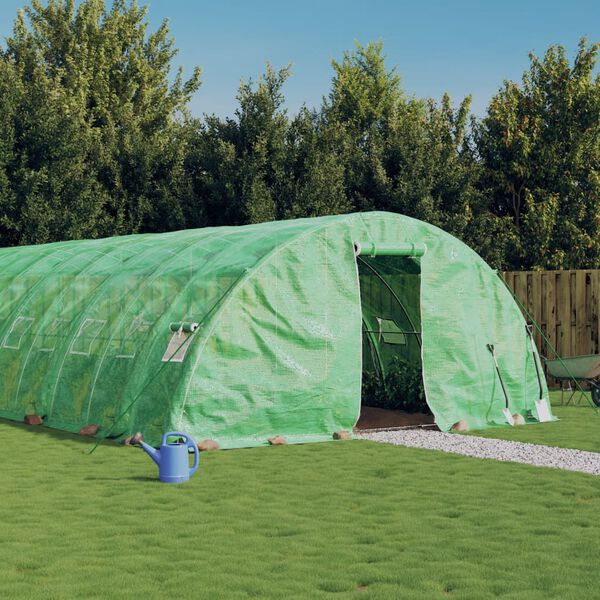vidaXL Serre avec cadre en acier vert 120 m&sup2; 24x5x2,3 m