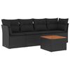 vidaXL Salon de jardin 5 pcs avec coussins noir r&eacute;sine tress&eacute;e