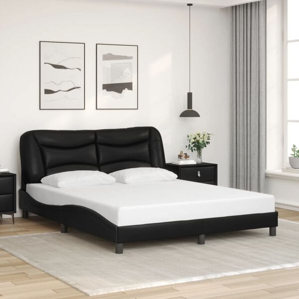 vidaXL Cadre de lit avec LED sans matelas Hvar noir 160x200 cm