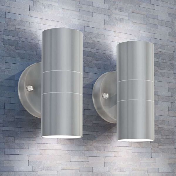 vidaXL Applique murale LED d'ext&eacute;rieur 2 pcs Acier inoxydable haut bas
