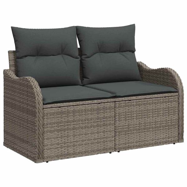 vidaXL Ensemble de canapé de jardin avec coussin 8 pcs Gris Poly rotin