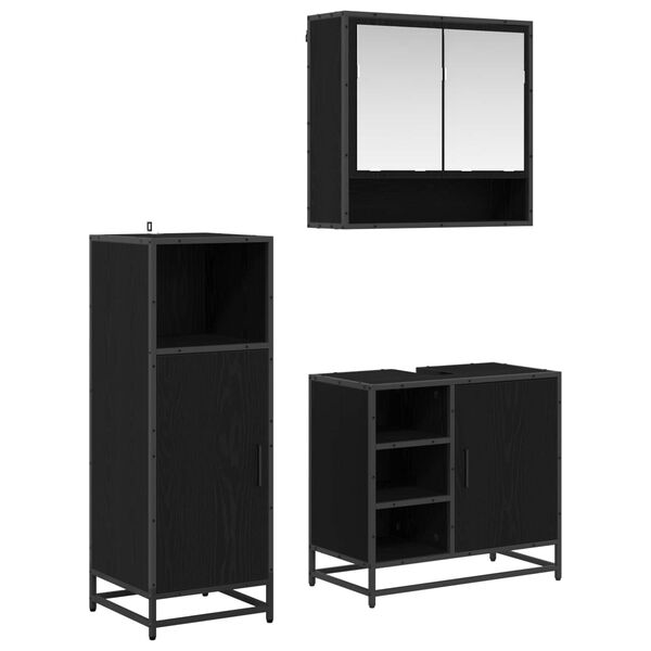 vidaXL Ensemble de mobilier de salle de bain 3 pcs Ch&ecirc;ne noir