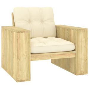 vidaXL Chaise de jardin avec coussins cr&egrave;me Bois de pin impr&eacute;gn&eacute;