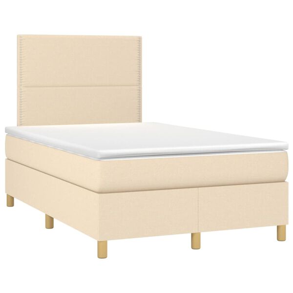 vidaXL Sommier &agrave; lattes de lit avec matelas Cr&egrave;me 120x200 cm Tissu