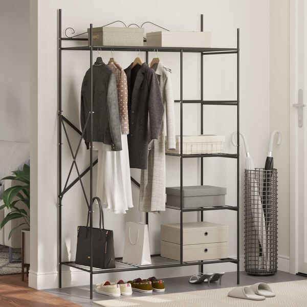 vidaXL Armoire Ouverte avec &eacute;tag&egrave;re Noir 104,5 x 45 x 172 cm Acier