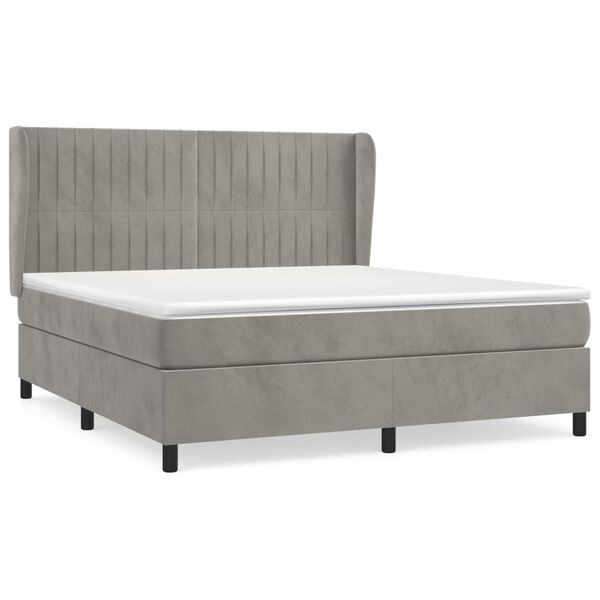 vidaXL Sommier &agrave; lattes de lit et matelas Gris clair 160x200cm Velours