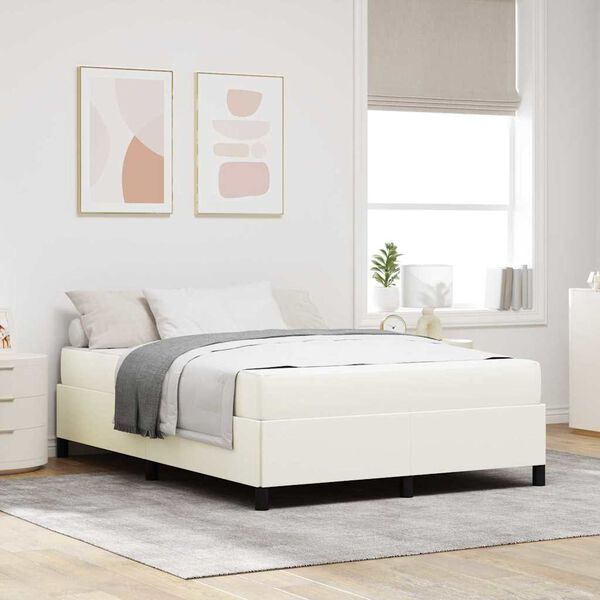 vidaXL Cadre de lit avec matelas Cr&egrave;me 160 x 200 cm tissu
