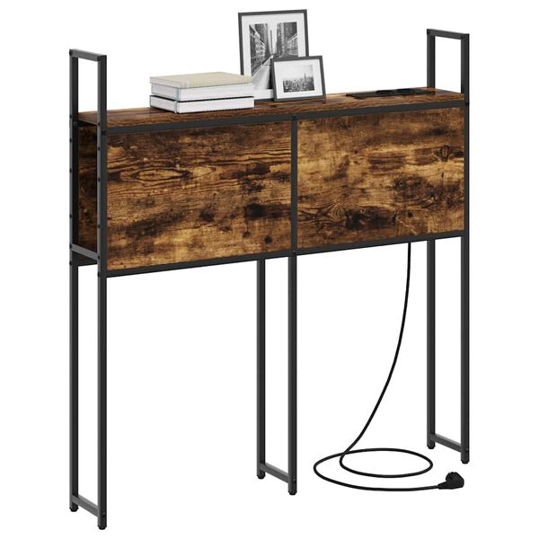 vidaXL Headboard de Rangement avec Station de Charge Ch&ecirc;ne fum&eacute; 80 cm