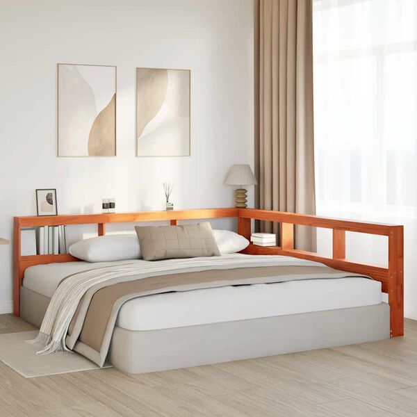 vidaXL Tête de lit de bibliothèque en forme de L bois massif de pin