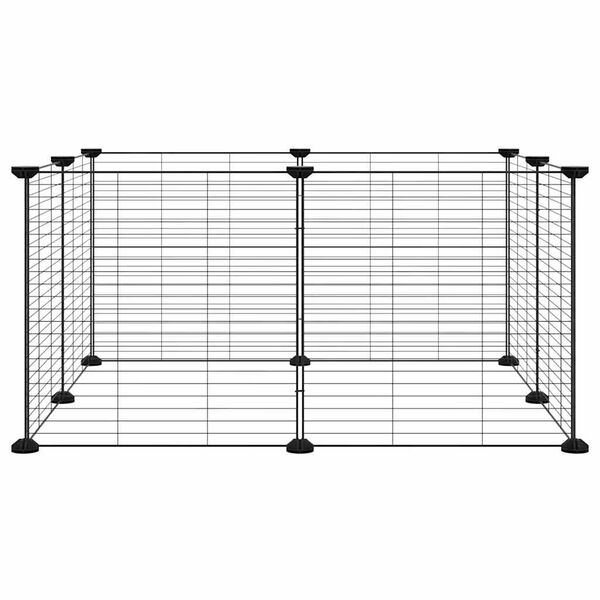 vidaXL Cage pour animaux de compagnie &agrave; 8 panneaux, noire, 35 x 35 cm, en acier