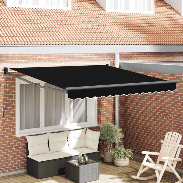 vidaXL Auvent R&eacute;tractable Noir 350 x 250 cm Polyester et Aluminium