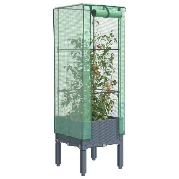 vidaXL Jardini&egrave;re sur&eacute;lev&eacute;e avec housse aspect rotin 40x40x140 cm