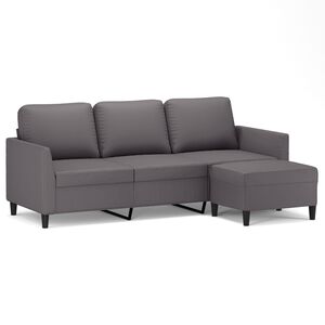 vidaXL Canap&eacute; &agrave; 3 places avec repose-pieds Gris 180 cm Similicuir