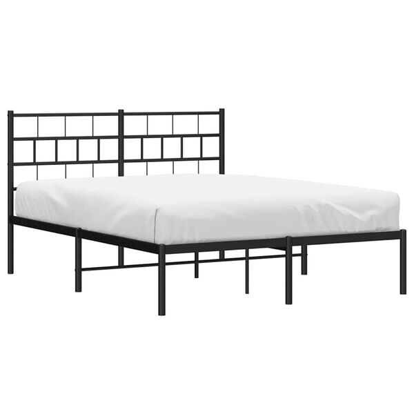 vidaXL Cadre de lit m&eacute;tal sans matelas avec t&ecirc;te de lit noir 135x190cm