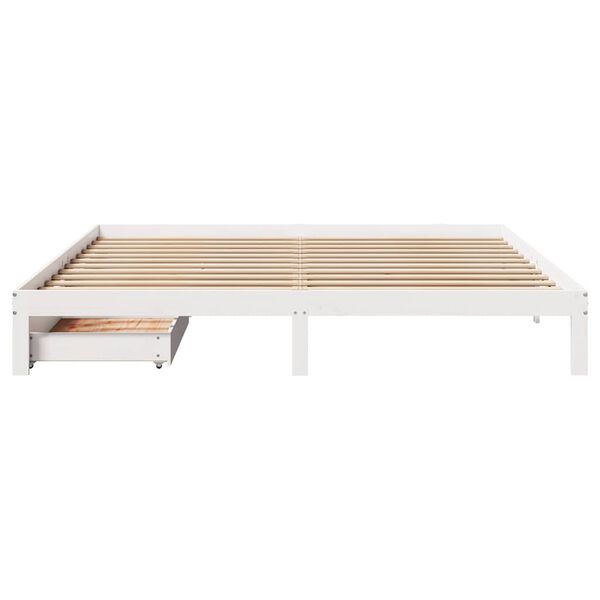 vidaXL Cadre de lit avec tiroirs sans matelas blanc 200x200 cm