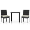 vidaXL Ensemble &agrave; manger de jardin 3 pcs R&eacute;sine tress&eacute;e Noir
