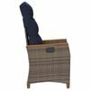 vidaXL Chaise de jardin inclinable Gris et bleu marine polyrotin