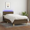 vidaXL Sommier &agrave; lattes de lit et matelas et LED Marron fonc&eacute; 90x200cm