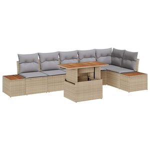vidaXL Ensemble de canap&eacute; de jardin 7 pc Beige polyrotin