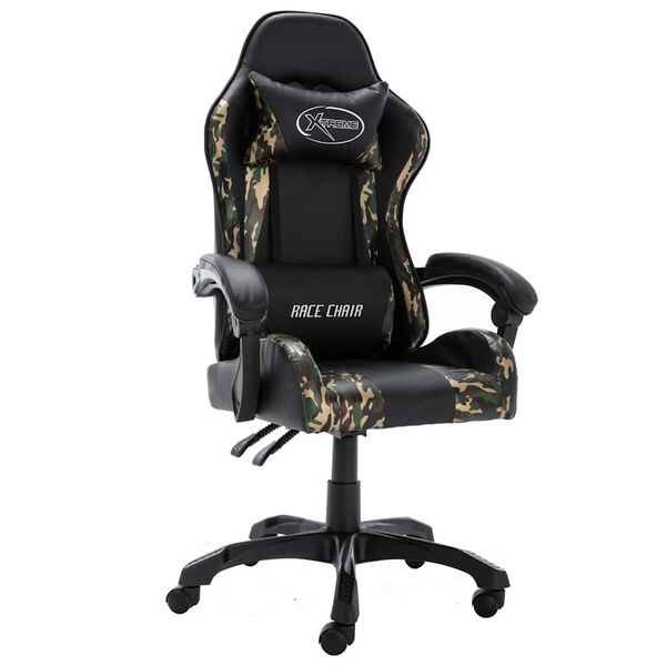 vidaXL Fauteuil de jeux vid&eacute;o Noir et camouflage Similicuir