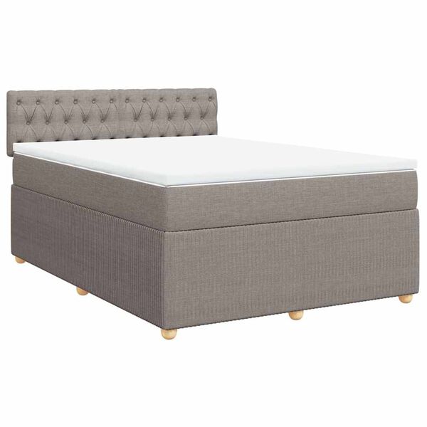 vidaXL Sommier &agrave; lattes de lit avec matelas Taupe 160x200 cm Tissu