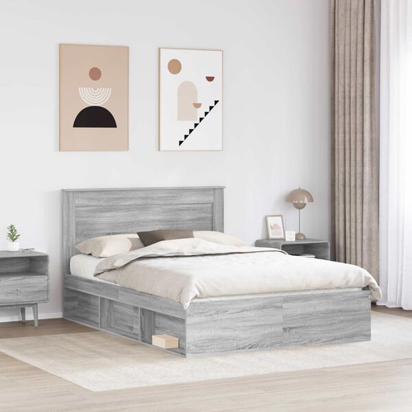 vidaXL Cadre de lit Gris Sonoma 160 x 200 cm Pin massif