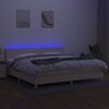 vidaXL Sommier &agrave; lattes de lit et matelas et LED Cr&egrave;me 200x200cm Tissu