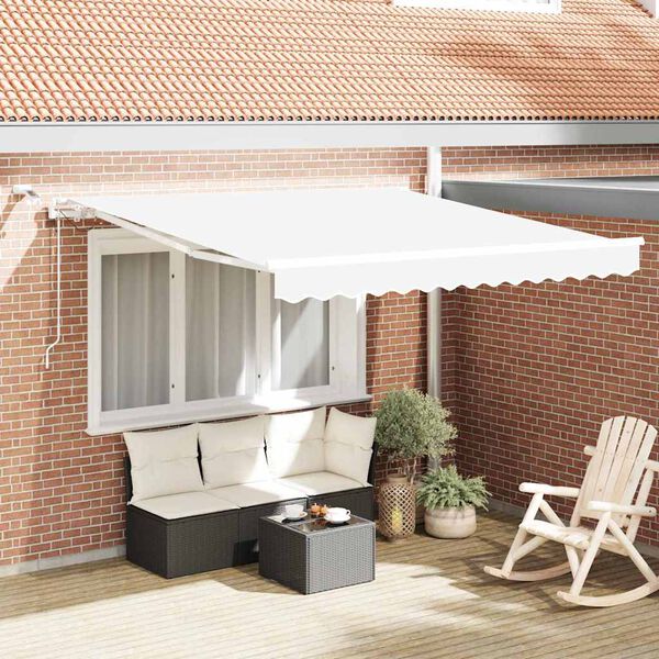 vidaXL Auvent R&eacute;tractable Blanc 300 x 250 cm Polyester et m&eacute;tal