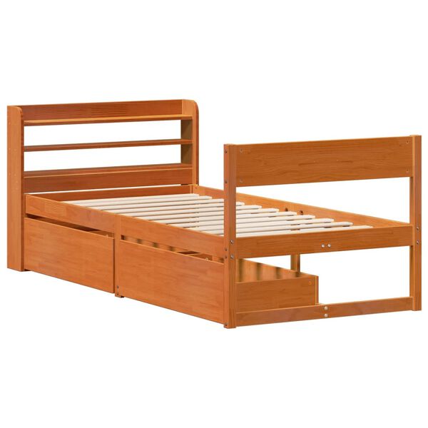 vidaXL Cadre de lit sans matelas cire marron 90x200 cm bois pin massif