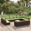 vidaXL Salon de jardin 14 pcs avec coussins Marron R&eacute;sine tress&eacute;e