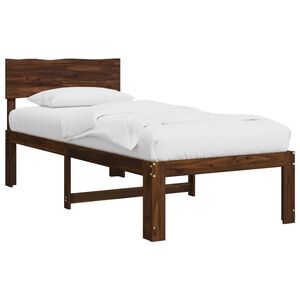 vidaXL Cadre de lit simple avec t&ecirc;te de lit ROSTOCK Marron fonc&eacute;