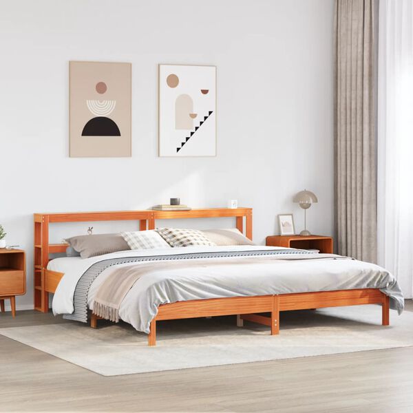 vidaXL Cadre de lit sans matelas cire marron 200x200cm bois pin massif
