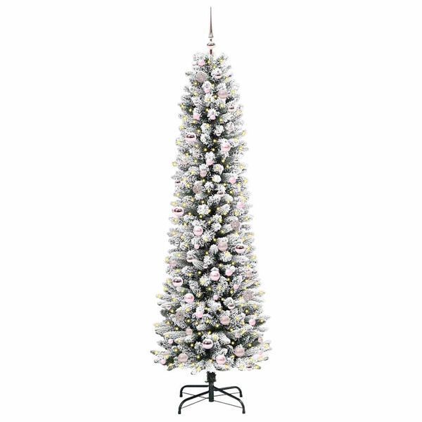 vidaXL Sapin de No&euml;l artificiel Blanc 210 cm PVC, m&eacute;tal et plastique