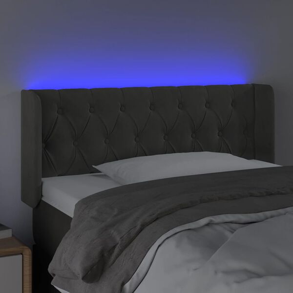vidaXL T&ecirc;te de lit &agrave; LED Gris fonc&eacute; 103x16x78/88 cm Velours