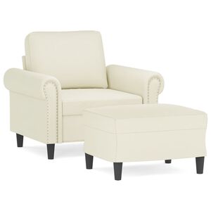 vidaXL Fauteuil avec repose-pied Cr&egrave;me 60 cm Velours
