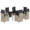 vidaXL Ensemble &agrave; manger de jardin et coussins 7 pcs gris clair rotin
