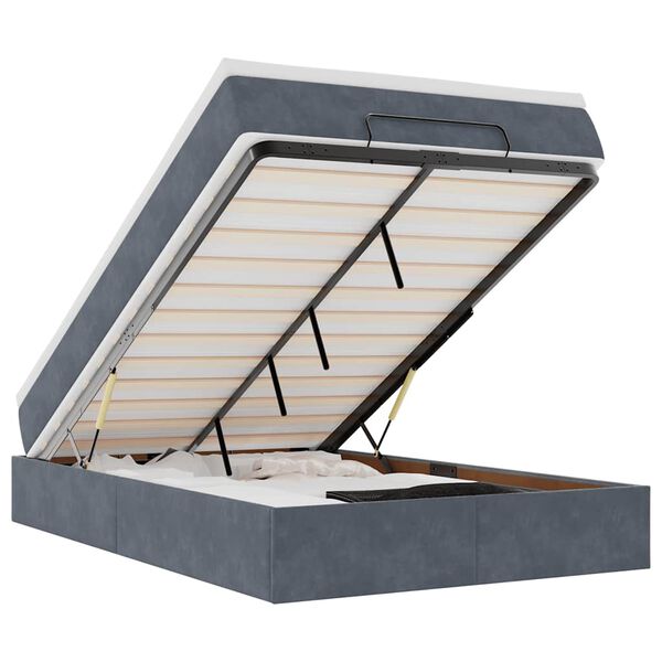vidaXL Cadre de lit ottoman et matelas gris fonc&eacute; 120x200 cm velours
