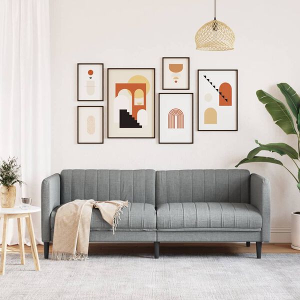 vidaXL Canapé à 3 places gris clair tissu